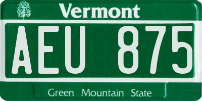 VT license plate AEU875