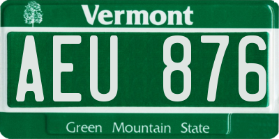 VT license plate AEU876
