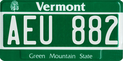 VT license plate AEU882