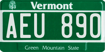 VT license plate AEU890