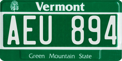VT license plate AEU894