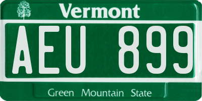 VT license plate AEU899