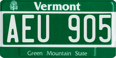 VT license plate AEU905