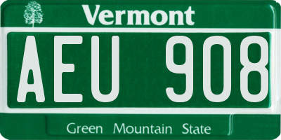 VT license plate AEU908