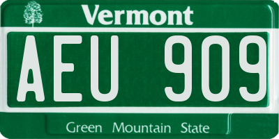 VT license plate AEU909
