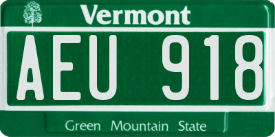 VT license plate AEU918