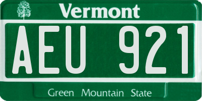VT license plate AEU921