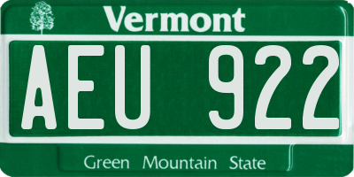 VT license plate AEU922