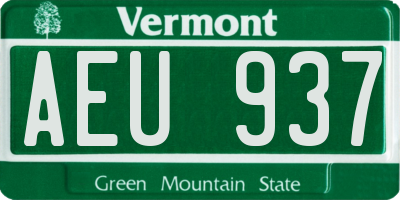 VT license plate AEU937