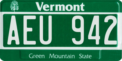 VT license plate AEU942