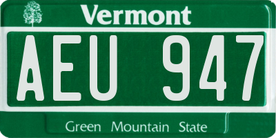 VT license plate AEU947