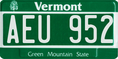 VT license plate AEU952