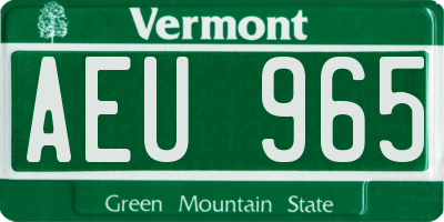 VT license plate AEU965
