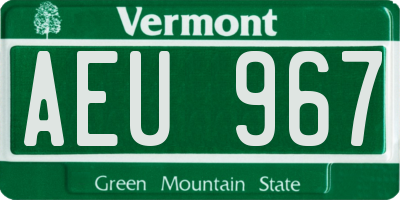 VT license plate AEU967