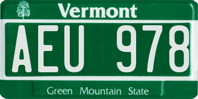 VT license plate AEU978