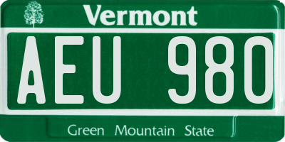VT license plate AEU980