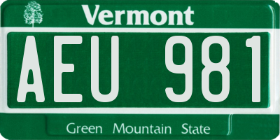 VT license plate AEU981