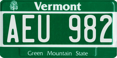 VT license plate AEU982