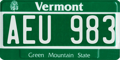 VT license plate AEU983