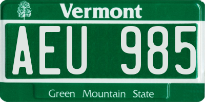 VT license plate AEU985