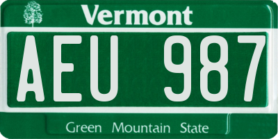 VT license plate AEU987