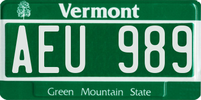 VT license plate AEU989