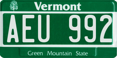 VT license plate AEU992