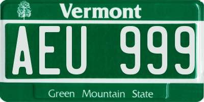 VT license plate AEU999