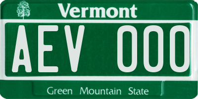 VT license plate AEV000