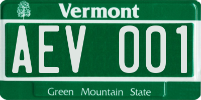 VT license plate AEV001