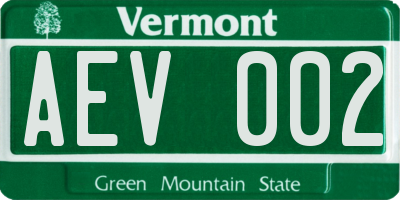 VT license plate AEV002
