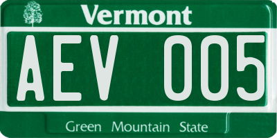 VT license plate AEV005