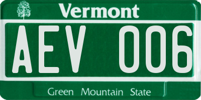 VT license plate AEV006