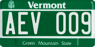 VT license plate AEV009