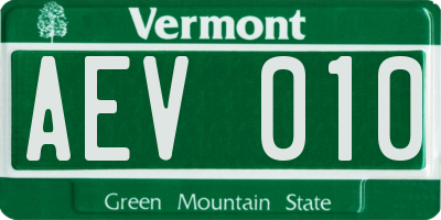 VT license plate AEV010