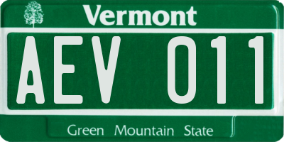 VT license plate AEV011