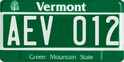 VT license plate AEV012