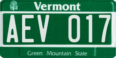 VT license plate AEV017
