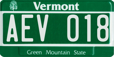 VT license plate AEV018