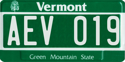VT license plate AEV019