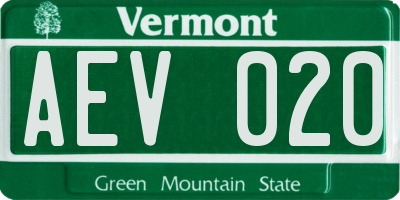 VT license plate AEV020