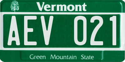 VT license plate AEV021