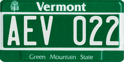 VT license plate AEV022