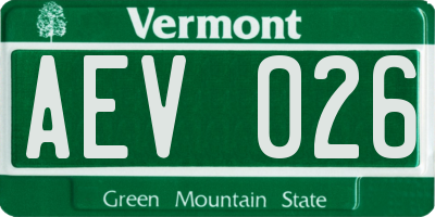 VT license plate AEV026