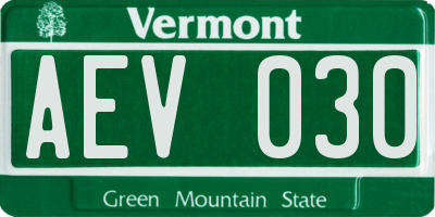 VT license plate AEV030