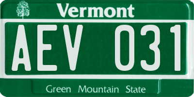 VT license plate AEV031
