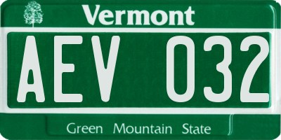 VT license plate AEV032