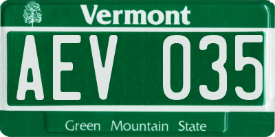 VT license plate AEV035