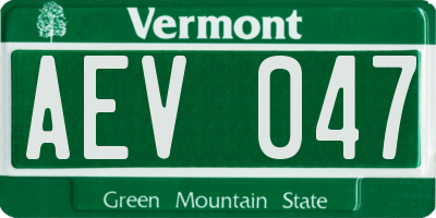 VT license plate AEV047