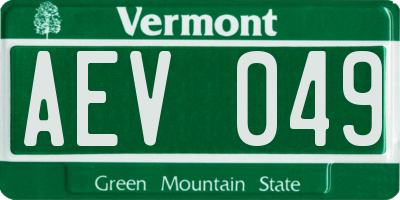 VT license plate AEV049